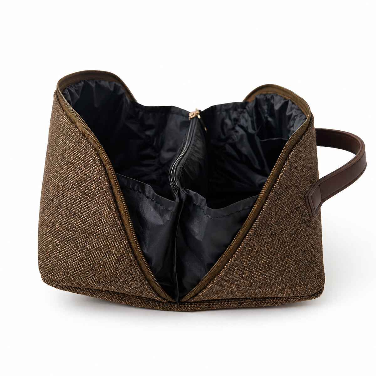Large Capacity Travel Cosmetic Bag Canvas Brown