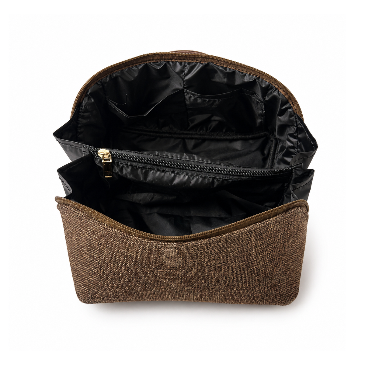 Large Capacity Travel Cosmetic Bag Canvas Brown