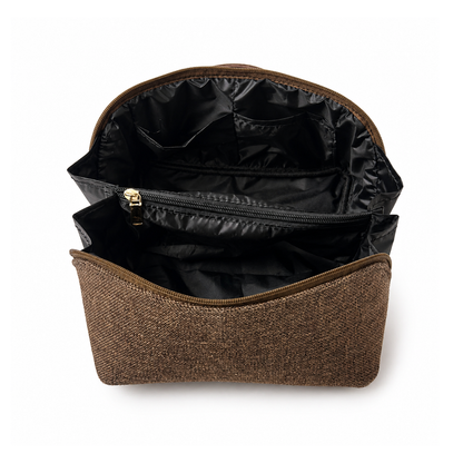 Large Capacity Travel Cosmetic Bag Canvas Brown