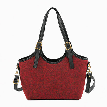 Bucket Canvas Tote Bag Maroon & Black