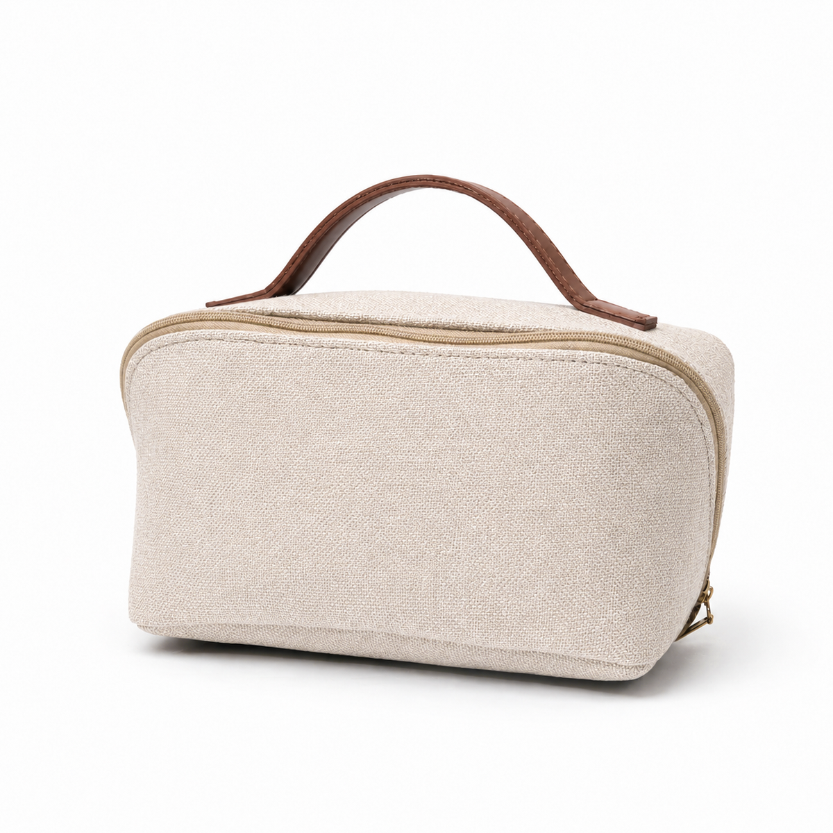 Large Capacity Travel Cosmetic Bag Canvas Beige