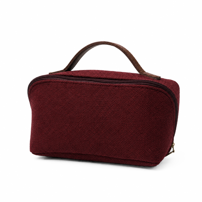 Large Capacity Travel Cosmetic Bag Canvas Maroon