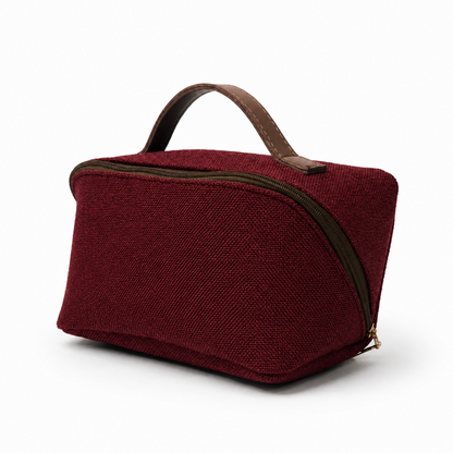 Large Capacity Travel Cosmetic Bag Canvas Maroon