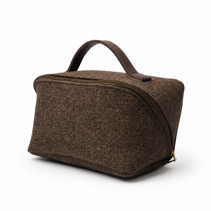 Large Capacity Travel Cosmetic Bag Canvas Brown