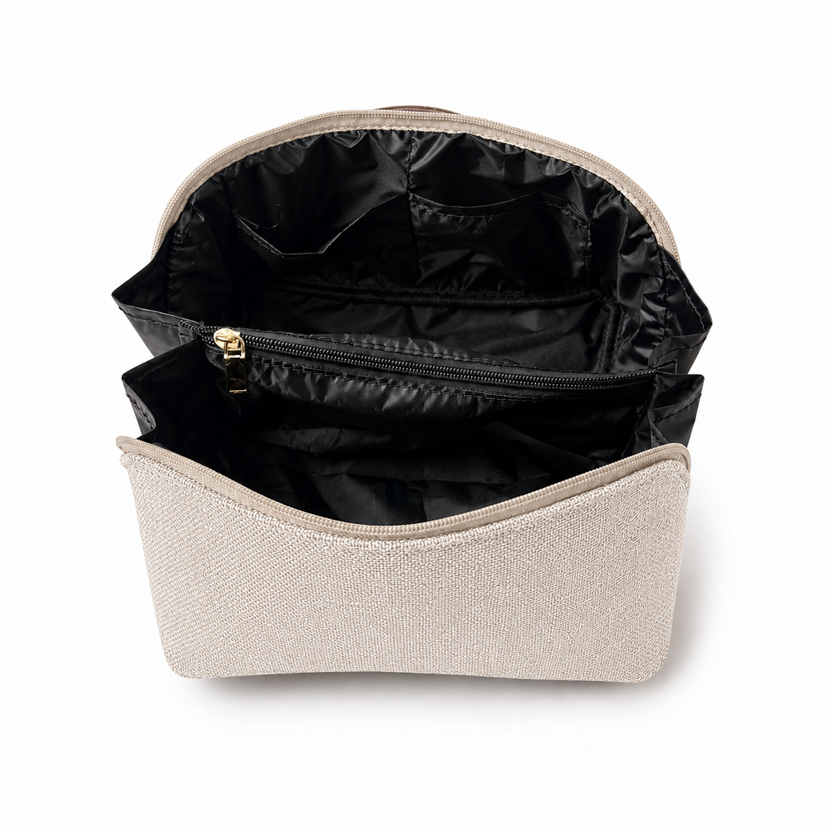 Large Capacity Travel Cosmetic Bag Canvas Beige