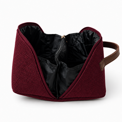 Large Capacity Travel Cosmetic Bag Canvas Maroon